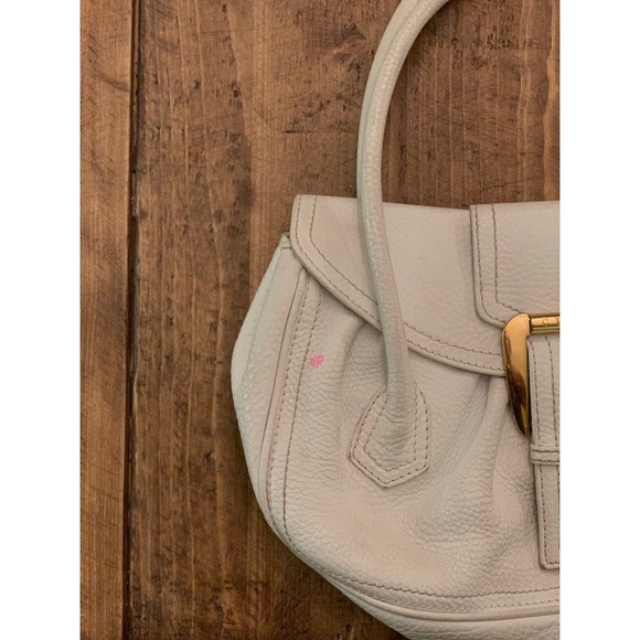 Celine Pebbled Satchel Purse Handbag WHITE CE00/15 - Picture 5 of 16